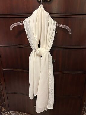 Studio Cream Scarf with Rhinestone Trim